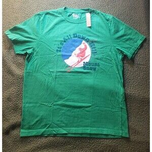 NWT Mount Snow X J. Crew Men’s LARGE T-Shirt, Green, Made In USA, Orig $49.50